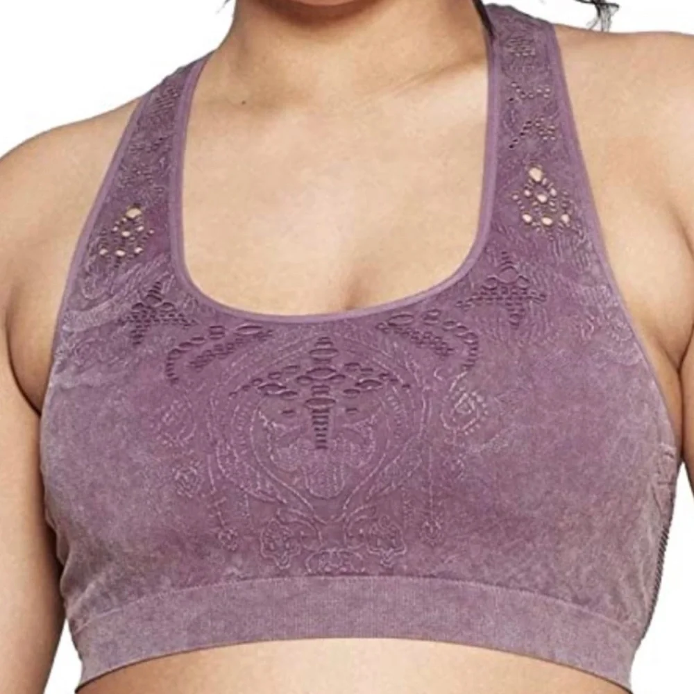 Auden Laser Cut Seamless Purple Bralette Sz Large - Picture 1 of 7